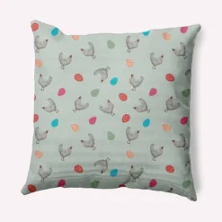 16"x16" Chickens And Eggs Easter Square Throw Pillow - E By Design -Home Textiles Store GUEST 01718439 89f6 46a1 9ff6 46882a1eeb38