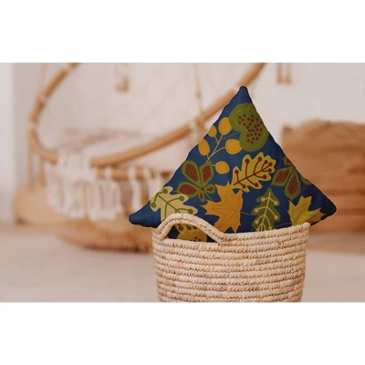 16"x16" Fall Leaves Square Throw Pillow Blue - E By Design 5 16"x16" Fall Leaves Square Throw Pillow Blue - E By Design - Image 3