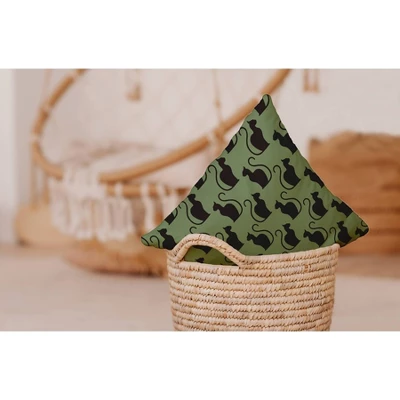16"x16" Spooky Cats Square Throw Pillow Sage Green - E By Design 5 16"x16" Spooky Cats Square Throw Pillow Sage Green - E By Design - Image 3