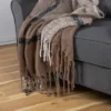 Northlight Taupe Plaid Woven Throw Blanket With Fringe 50" X 60" -Home Textiles Store GUEST 06be6995 8cf2 454f 921d 75ed3a7e2a01