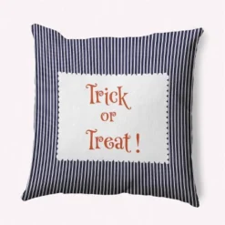16"x16" Halloween Trick Or Treat Ticking Square Throw Pillow - E By Design -Home Textiles Store GUEST 075381df eb76 4185 b1aa b4dd5d163118