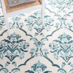 3'x5' Jacquard Hooked Accent Rug Ivory/Turquoise - Safavieh 13 3'x5' Jacquard Hooked Accent Rug Ivory/Turquoise - Safavieh -Home Textiles Store GUEST 09343104 8a02 4d2e be39 75407e25fa3f