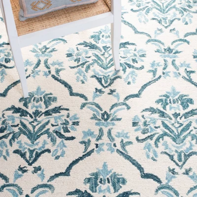 3'x5' Jacquard Hooked Accent Rug Ivory/Turquoise - Safavieh 8 3'x5' Jacquard Hooked Accent Rug Ivory/Turquoise - Safavieh - Image 6