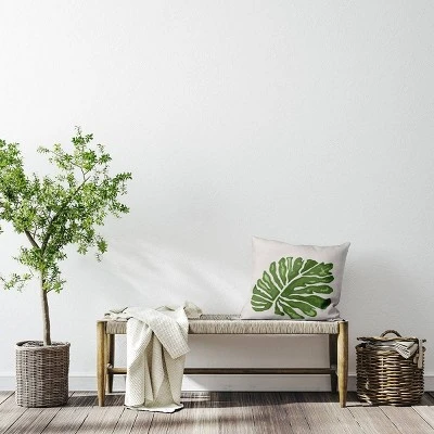 16"x16" Big Leaf Square Throw Pillow Green - E By Design: Floral Polyester Cushion, Indoor Decorative Accessory 4 16"x16" Big Leaf Square Throw Pillow Green - E By Design: Floral Polyester Cushion, Indoor Decorative Accessory - Image 2