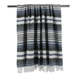 50"x60" Farmhouse Striped Throw Blanket Blue - Design Imports: Cozy Cotton, Machine Washable -Home Textiles Store GUEST 11f2566e 2874 4063 97cd 249349b97052