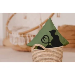 16"x16" Conniving Cats Print Square Throw Pillow Sage Green - E By Design -Home Textiles Store GUEST 13974565 16d8 45e2 abaf 25c86dd50f30