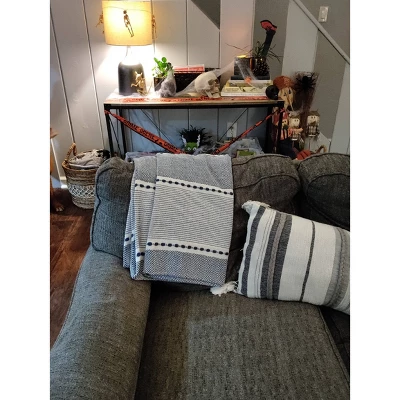 50"x60" Herringbone Striped Yarn Dyed Cotton Woven Throw Blanket With Tassels - Lush Décor 7 50"x60" Herringbone Striped Yarn Dyed Cotton Woven Throw Blanket With Tassels - Lush Décor - Image 5