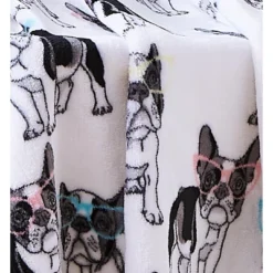 Kate Aurora French Bulldogs In Glasses Ultra Soft & Plush Accent Throw Blanket - 50 In. X 60 In.