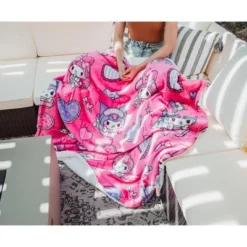 The Northwest Company Sanrio My Melody And Kuromi Pillow Fight Throw Blanket | 50 X 60 Inches -Home Textiles Store GUEST 19bd7a9c b178 4b30 b5a7 81324d997541