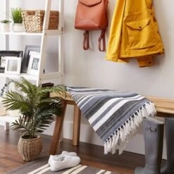 50"x60" Farmhouse Striped Throw Blanket Blue - Design Imports: Cozy Cotton, Machine Washable -Home Textiles Store GUEST 1a8a9efc 583c 499b aaa2 cc036c3b88a8