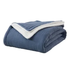 Market & Place Cotton Muslin Fleece Reversible Throw Blanket -Home Textiles Store GUEST 1d88c807 ee47 45d5 a369 362b08cd236f