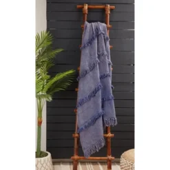 Saro Lifestyle Cotton Throw Blanket With Tufted Fringe Design, 50"x60", Blue 7 Saro Lifestyle Cotton Throw Blanket With Tufted Fringe Design, 50"x60", Blue -Home Textiles Store GUEST 1fc4816c fe04 4a86 8da7 25007db60728