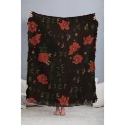 Camilla Foss Midnight Flourish 56"x46" Woven Throw Blanket - Deny Designs -Home Textiles Store GUEST 21d50322 9e8b 4027 ab7e da7310c4eb97