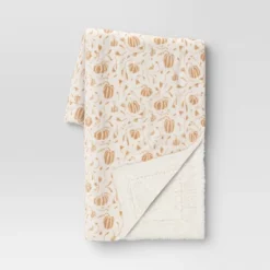 Mini Pumpkin Printed Plush With Shearling Reverse Throw Blanket - Threshold™ -Home Textiles Store GUEST 237115e9 eb80 4549 b675 8dff6cdea03e