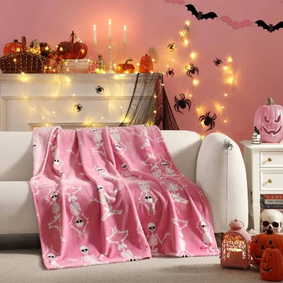 Betseyville 50"x70" Betsey Johnson Yoga Skeleton Throw Blanket Pink 4 Betseyville 50"x70" Betsey Johnson Yoga Skeleton Throw Blanket Pink - Image 2