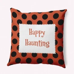 16"x16" Halloween 'Happy Haunting' Dots Square Throw Pillow - E By Design 17 16"x16" Halloween 'Happy Haunting' Dots Square Throw Pillow - E By Design -Home Textiles Store GUEST 2562c3af beca 4866 a940 7ee8f546dc91