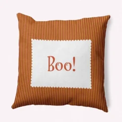 16"x16" Halloween Boo Ticking Square Throw Pillow - E By Design -Home Textiles Store GUEST 2ad93320 79e6 4ff4 a7d4 0f1be8172c76