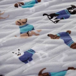 60"x70" Oversized Plush Dogs Printed Heated Throw Blanket Gray - Beautyrest