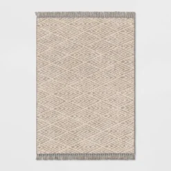 Diamond With Fringe Rug Gray - Threshold™ -Home Textiles Store GUEST 2baf5ed4 7b52 4703 8a9e 2a21e83d6c9c