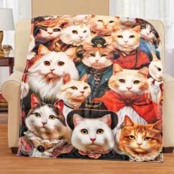 Collections Etc Unique Cats In Costumes Soft Fleece Throw Blanket