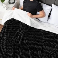 PAVILIA Soft Thick Fleece Flannel Ribbed Striped Throw Blanket, Luxury Fuzzy Plush Warm Cozy For Sofa Couch Bed -Home Textiles Store GUEST 337119b6 8105 4d72 aed1 3c129b03edb6