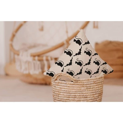 16"x16" Cats And Bats Print Square Throw Pillow Cream - E By Design 5 16"x16" Cats And Bats Print Square Throw Pillow Cream - E By Design - Image 3