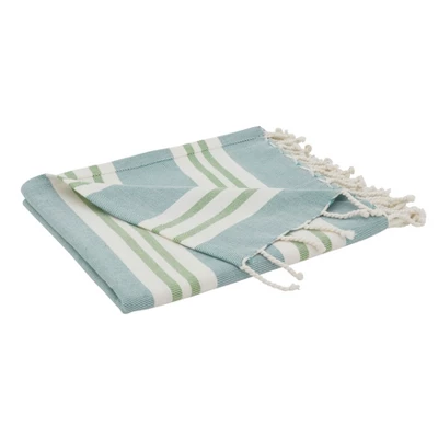 Saro Lifestyle Saro Lifestyle Wide Stripe Design Throw Blanket, Aqua, 50"x60" 5 Saro Lifestyle Saro Lifestyle Wide Stripe Design Throw Blanket, Aqua, 50"x60" - Image 3