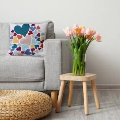 16"x16" Hearts All Around Valentines Square Throw Pillow Teal Blue/Ivory - E By Design -Home Textiles Store GUEST 372689af 43fd 4e2d 9c2c 3f43f5589e16