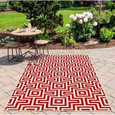4'x6' Geometric Woven Accent Rug Red - Momeni 6 4'x6' Geometric Woven Accent Rug Red - Momeni - Image 4