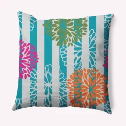 16"x16" Flower Bursts Square Throw Pillow - E By Design -Home Textiles Store GUEST 3d050c36 ae35 40eb 9ade d40599a8b510