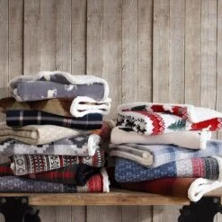 50"x70" Oversized Fair Isle Faux Shearling Reversible Throw Blanket Khaki - Eddie Bauer -Home Textiles Store GUEST 4226f347 c2e2 487e 8b4c 237805a69f86