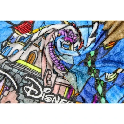 Disney Beauty And The Beast Stained Glass Castle Plush Throw Blanket 46' X 60' 4 Disney Beauty And The Beast Stained Glass Castle Plush Throw Blanket 46' X 60' - Image 2