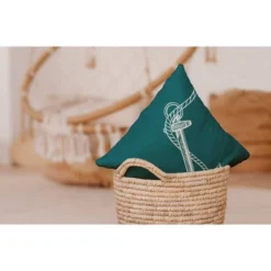 16"x16" Anchored Print Square Throw Pillow Ocean Teal - E By Design -Home Textiles Store GUEST 46ad98d3 ba31 4724 9537 4af3d6c1a315