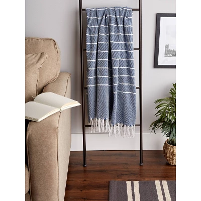 50"X60" Thin Striped Throw Blanket Blue/White - Design Imports 5 50"X60" Thin Striped Throw Blanket Blue/White - Design Imports - Image 3