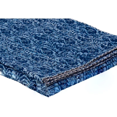 HomeRoots 50" X 70" Blue Paisley Cotton Quilted Kantha Throw Blanket With Embroidery 6 HomeRoots 50" X 70" Blue Paisley Cotton Quilted Kantha Throw Blanket With Embroidery - Image 4