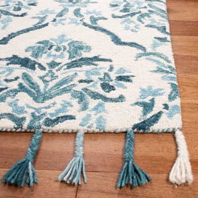 3'x5' Jacquard Hooked Accent Rug Ivory/Turquoise - Safavieh 4 3'x5' Jacquard Hooked Accent Rug Ivory/Turquoise - Safavieh - Image 2