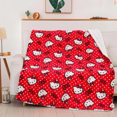 The Northwest Company Sanrio Hello Kitty Red Polka Dots Throw Blanket | 50 X 60 Inches 3 The Northwest Company Sanrio Hello Kitty Red Polka Dots Throw Blanket | 50 X 60 Inches