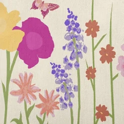 E By Design Little Garden Decorative Throw Pillow Yellow: Indoor Square Floral Accent, Polyester Twill, 16x16