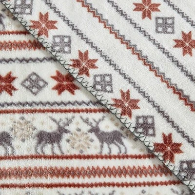 Eddie Bauer 60"x70" Deer Snowflake Throw Blanket Beige 7 Eddie Bauer 60"x70" Deer Snowflake Throw Blanket Beige - Image 5