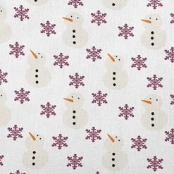 16"x16" Snowmen In Snowstorm Square Throw Pillow Pink - E By Design: Holiday Cheer, Indoor Decorative