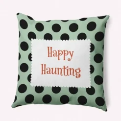 16"x16" Halloween 'Happy Haunting' Dots Square Throw Pillow - E By Design 18 16"x16" Halloween 'Happy Haunting' Dots Square Throw Pillow - E By Design -Home Textiles Store GUEST 56fd5717 bafb 4b97 a6fa 116f8d60ce47