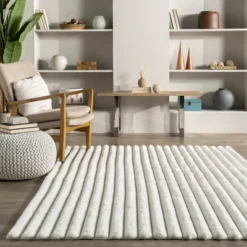 NuLOOM Kai Stripe Faux Rabbit Machine Washable Area Rug -Home Textiles Store GUEST 56fe6b66 6563 4f67 a44c c2a264adf4c9