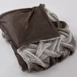 Modern Threads Reversible Faux Fur Braided Throw.