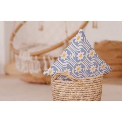 E By Design Daisys And Squiggles Decorative Throw Pillow, Light Blue: Indoor Polyester Twill, Floral Pattern 6 E By Design Daisys And Squiggles Decorative Throw Pillow, Light Blue: Indoor Polyester Twill, Floral Pattern - Image 4