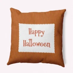 16"x16" 'Happy Halloween' Ticking Square Throw Pillow - E By Design -Home Textiles Store GUEST 5af24611 6d40 43be aa7b 7fb5074f052e