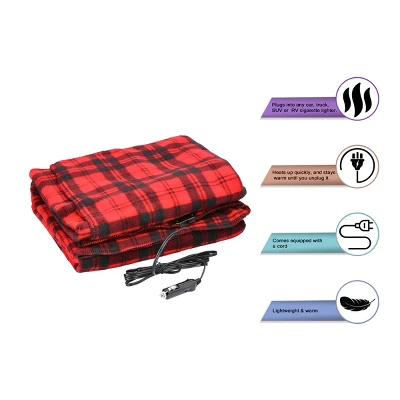 Heated Car Blanket - 12-Volt Electric Blanket For Car, Truck, SUV, Or RV - Portable Heated Throw - Camping Essentials By Stalwart (Red Plaid) 4 Heated Car Blanket - 12-Volt Electric Blanket For Car, Truck, SUV, Or RV - Portable Heated Throw - Camping Essentials By Stalwart (Red Plaid) - Image 2
