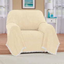 Collections Etc Chenille Lace Border Furniture Throw