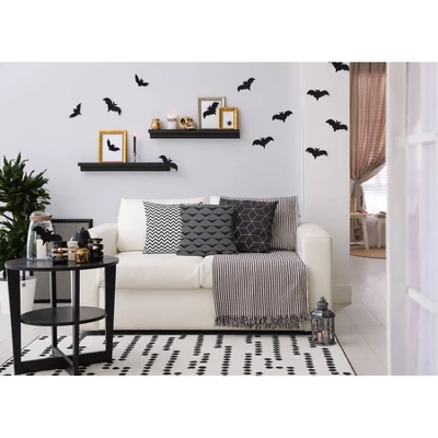 16"x16" Bat Colony Print Square Throw Pillow Steel Gray - E By Design 4 16"x16" Bat Colony Print Square Throw Pillow Steel Gray - E By Design - Image 2