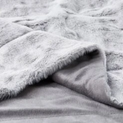 60"x70" Faux Fur Throw Blanket Light Gray - Yorkshire Home