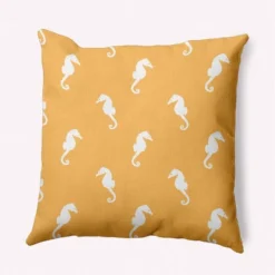 16"x16" Sea Horses Beach Square Throw Pillow - E By Design -Home Textiles Store GUEST 64ad86db fdb2 4d35 a404 22c482231d7c